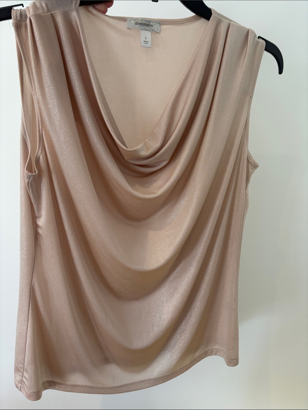 Dress Barn Sleeveless Cowl Neck sleeveless top. Cream with a hint of sparkle